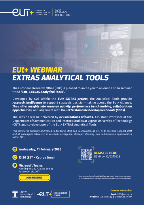 EUt+ EXTRAS Analytical Tools webinar by EUt+ Research Office at CUT