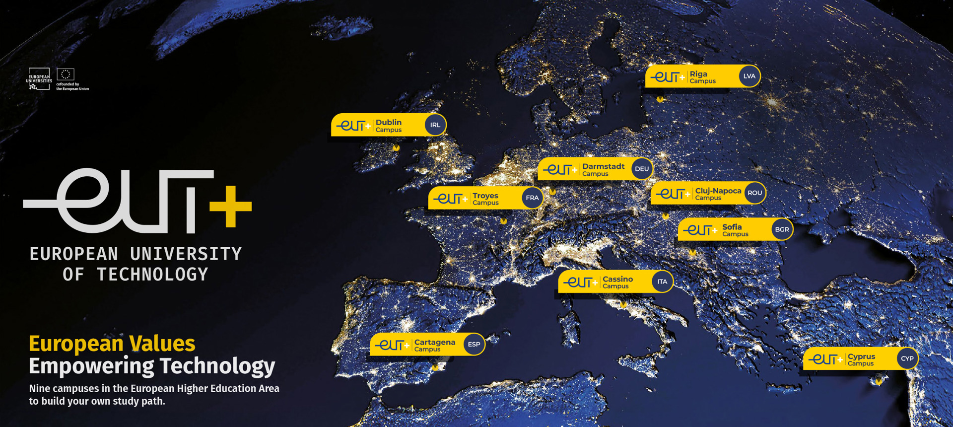 EUt+ Member Universities Map